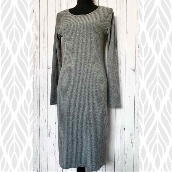 🌹 LulaRoe (M) Grey Classic Ribbed Midi Dress - Picture 3 of 8